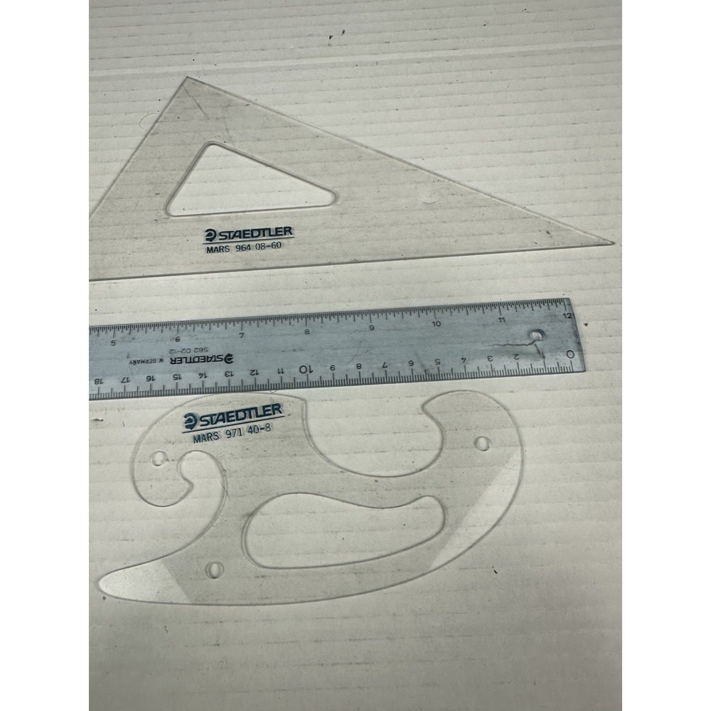 VTG Staedtler Mars Quickbow Drafting Instrument And Ruler,triangle,letter Guide - Picture 2 of 5